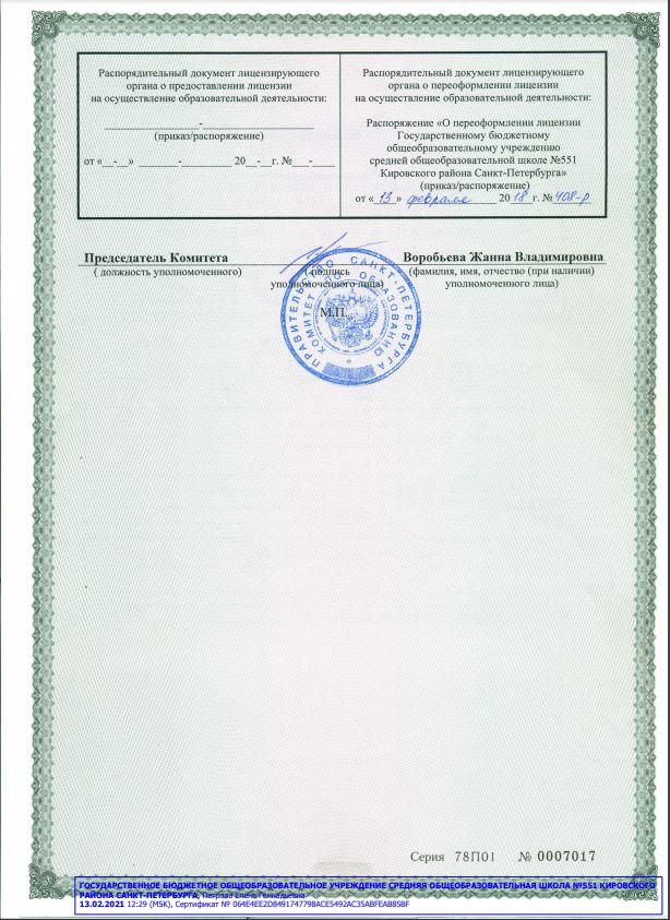 Приложение к лицензии